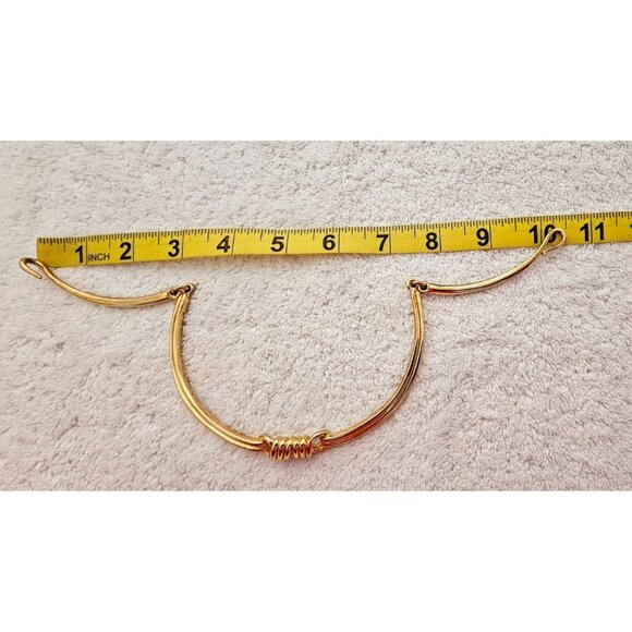 Gold Tone Twisted Wire Bangle Necklace approx. 15" Hook Closure Choker - Picture 4 of 6